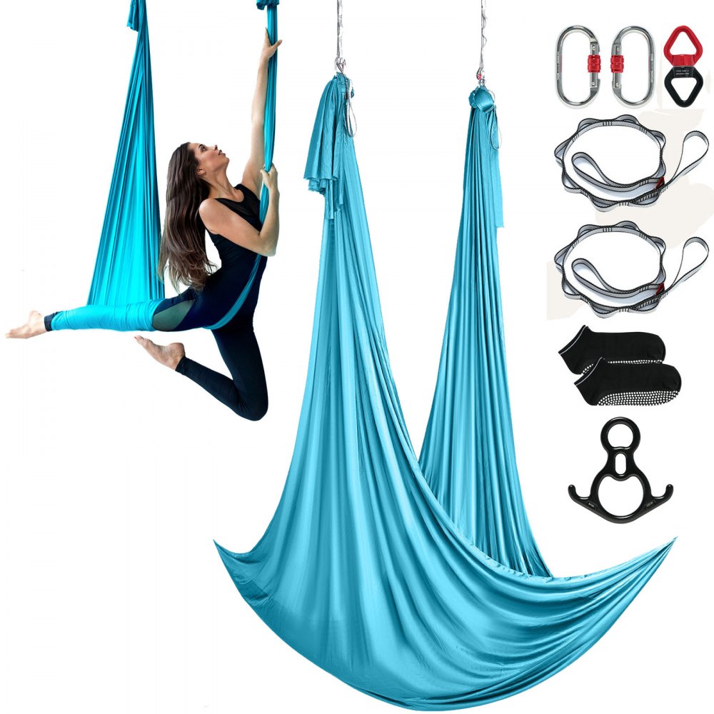 VEVOR Aerial Silk & Yoga Swing, 11 Yards, Aerial Yoga Hammock Kit with 100gsm Nylon Fabric, Full Rigging Hardware &