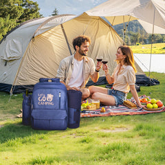 VEVOR Picnic Backpack, Beach Picnic Backpack Bag for 4 Person with Insulated Cooler Compartment, Detachable Bottle/Wine