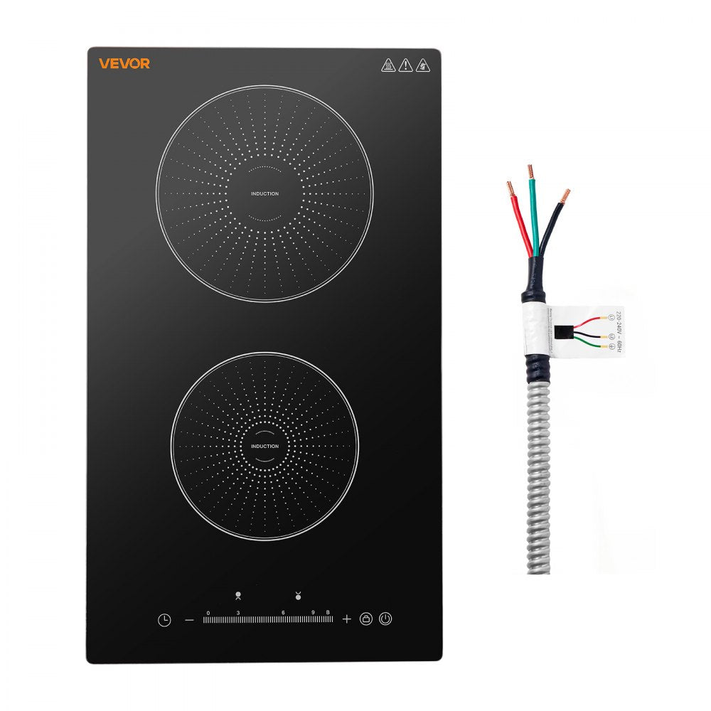 VEVOR Induction Cooktop 12in 2 Burners Built-in Electric Stove 220V 3500W, Low-Power Continuous Heating, Induction