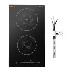 VEVOR Induction Cooktop 12in 2 Burners Built-in Electric Stove 220V 3500W, Low-Power Continuous Heating, Induction