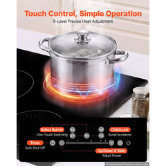 VEVOR Induction Cooktop 30in 5 Burners Built-in Electric Stove 220V 9200W, Low-Power Continuous Heating, Induction