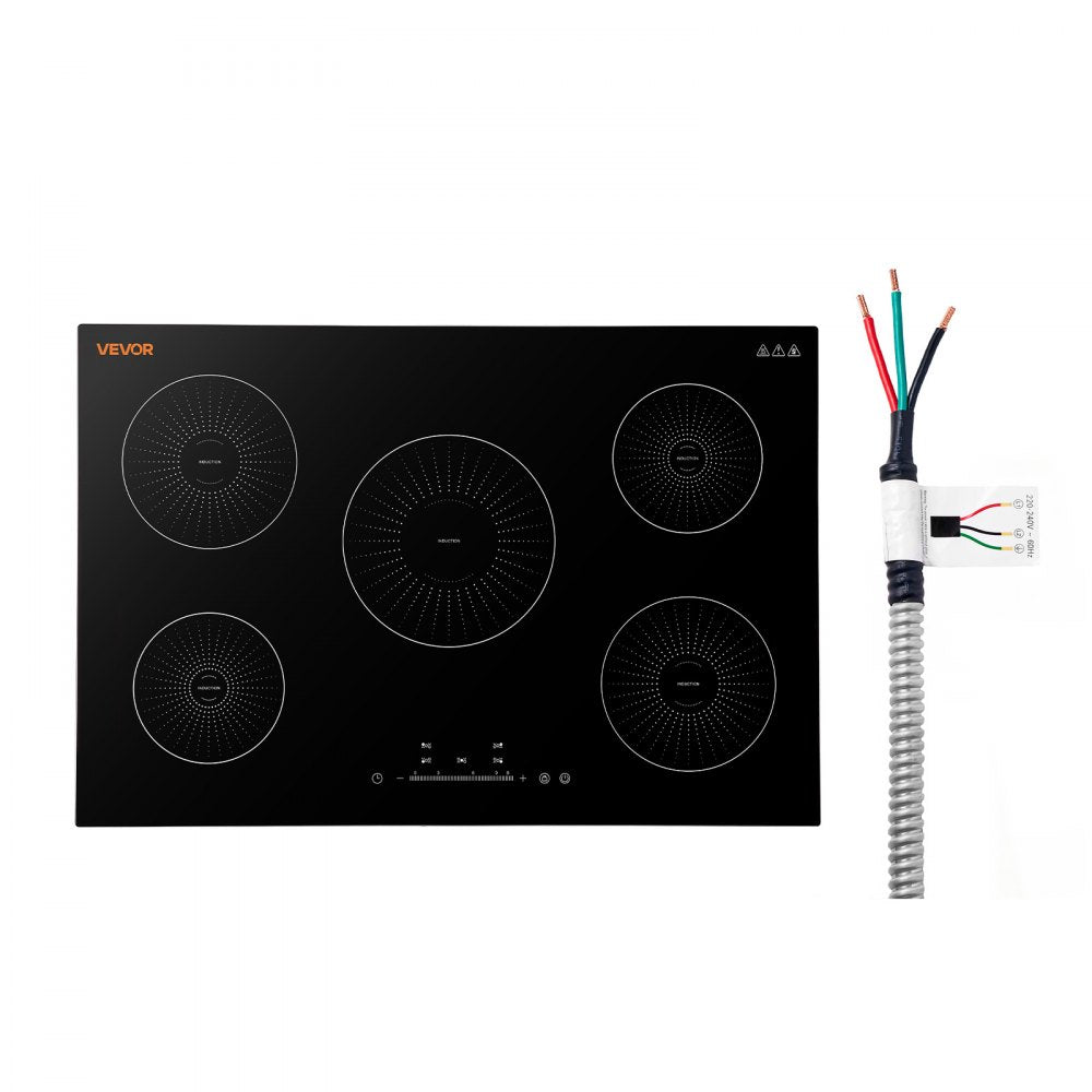 VEVOR Induction Cooktop 30in 5 Burners Built-in Electric Stove 220V 9200W, Low-Power Continuous Heating, Induction