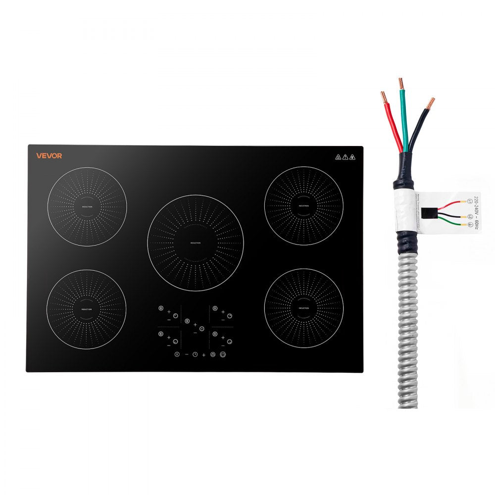 VEVOR Induction Cooktop 30in 5 Burners Built-in Electric Stove 220V 9200W, Low-Power Continuous Heating, Induction