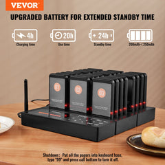 VEVOR Restaurant Pager System, Wireless 400m Long Range Lineup Waiting Queue Signal, Guest Customer Calling Beepers