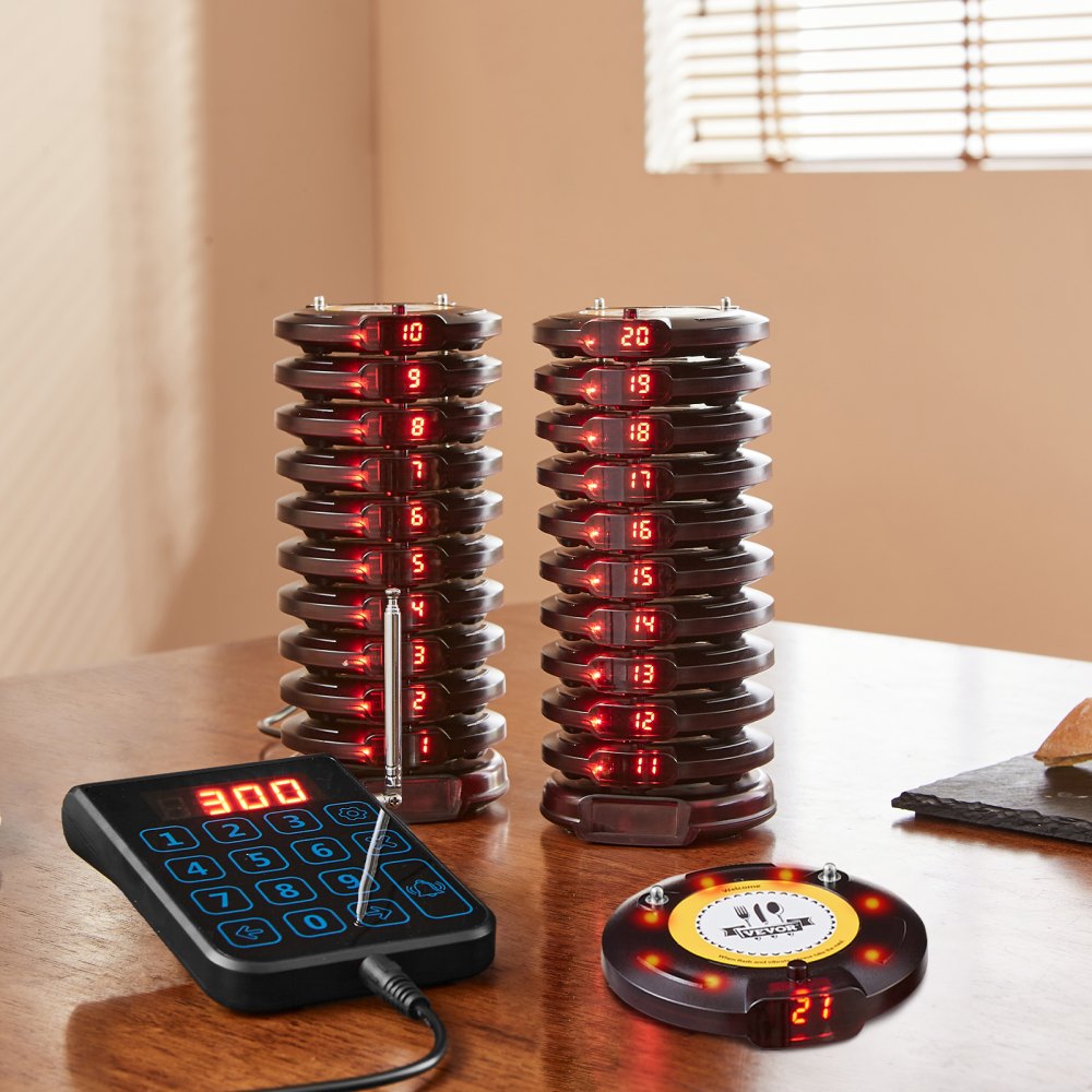 VEVOR Restaurant Pager System, Wireless 500m Long Range Lineup Waiting Queue Signal, Guest Customer Calling Beepers