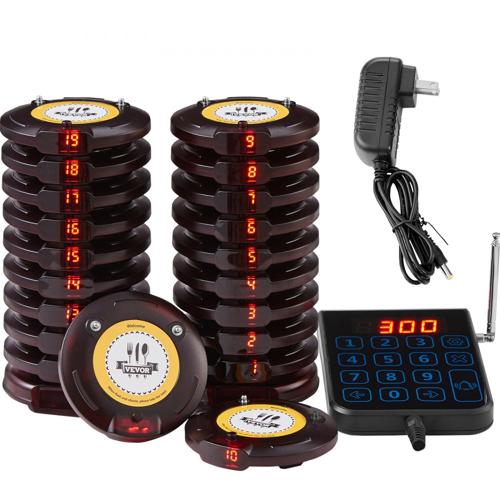 VEVOR Restaurant Pager System, Wireless 500m Long Range Lineup Waiting Queue Signal, Guest Customer Calling Beepers