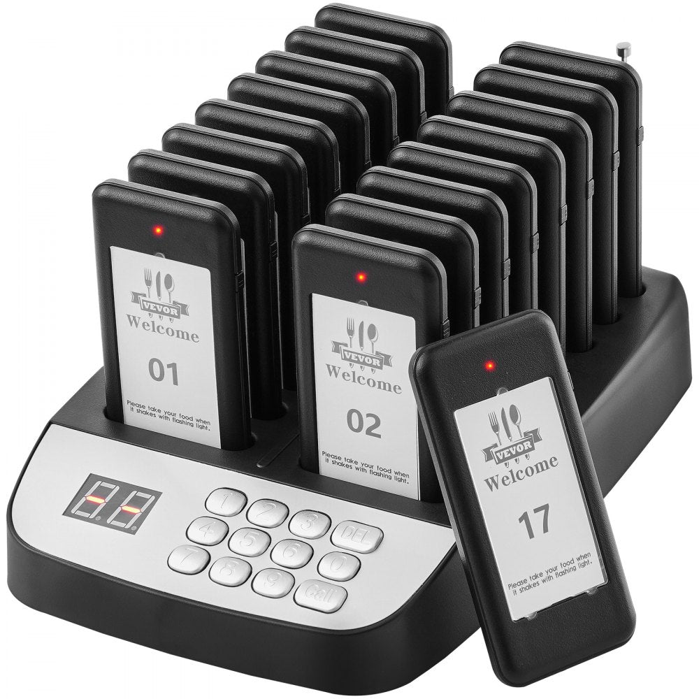 VEVOR Restaurant Pager System, Wireless 500m Long Range Lineup Waiting Queue Signal, Guest Customer Calling Beepers