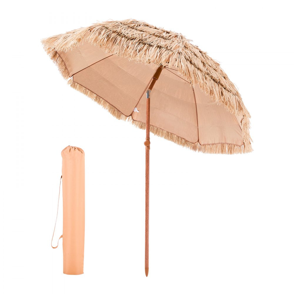VEVOR Tiki Umbrella, 6.5 ft Thatched Patio Umbrella with Tilt, Hawaiian Style Beach Parasol with Durable PP Thatch and