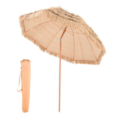 VEVOR Tiki Umbrella, 8 ft Thatched Patio Umbrella with Tilt, Hawaiian Style Beach Parasol with Durable PP Thatch and 8