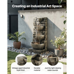 VEVOR Outdoor Water Fountain, 35.63 in Height Fountain and Waterfall, 4-Tier Floor Standing Cascading Fountains with