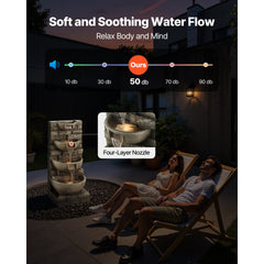 VEVOR Outdoor Water Fountain, 35.63 in Height Fountain and Waterfall, 4-Tier Floor Standing Cascading Fountains with