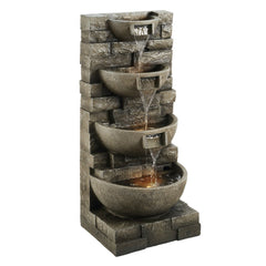 VEVOR Outdoor Water Fountain, 35.63 in Height Fountain and Waterfall, 4-Tier Floor Standing Cascading Fountains with