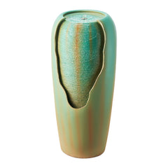 VEVOR Outdoor Water Fountain, 30.71 in Height Fountain and Waterfall, 1-Tier Floor Standing Glazed Jar Style Fountains
