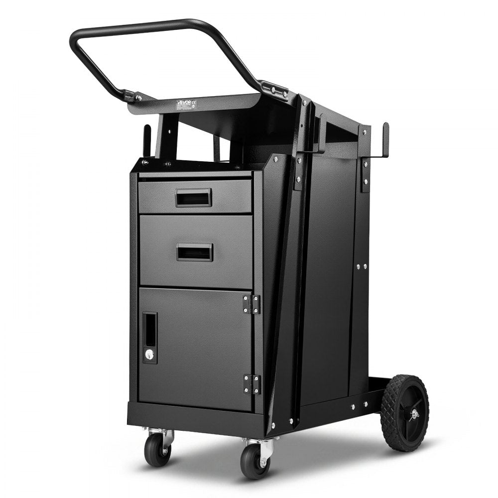 VEVOR Welding Cart, 2 Drawers Welder Cart Heavy Duty with Anti-Theft Lockable Cabinet, 350LBS Static Weight Capacity