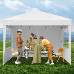 VEVOR Pop Up Canopy, 10 x 10 FT Instant Canopy Portable Gazebo with 3 Sidewalls & 2 Ventilated Windows, Height