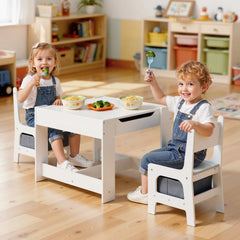 VEVOR Kids Table and 2 Chairs Set, Toddler Table and Chair Set with Storage Space under the Table, Cloth Storage Box