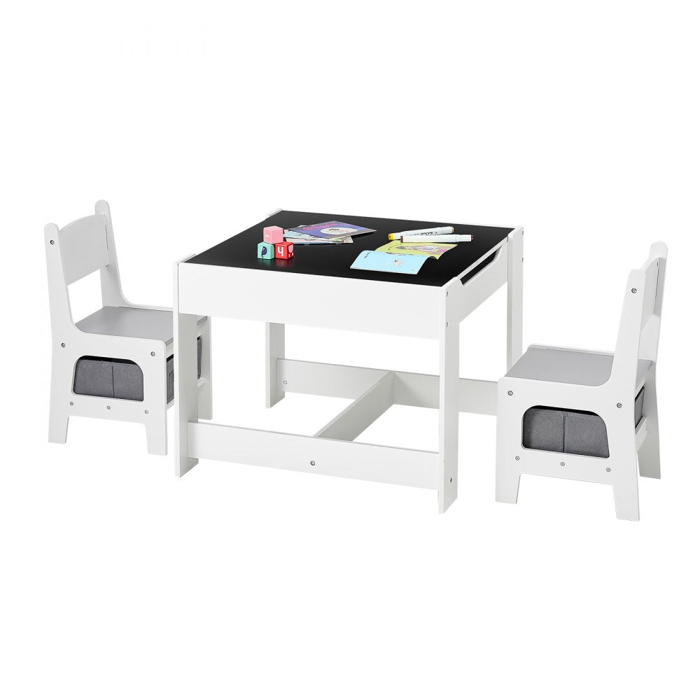 VEVOR Kids Table and 2 Chairs Set, Toddler Table and Chair Set with Storage Space under the Table, Cloth Storage Box