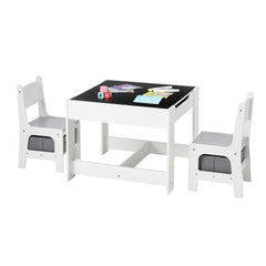 VEVOR Kids Table and 2 Chairs Set, Toddler Table and Chair Set with Storage Space under the Table, Cloth Storage Box