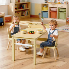 VEVOR Kids Art Table and Chair Set, Toddler Craft Table with 3 Tiers Storage Cabinet, Wooden Kids Activity Play Desk