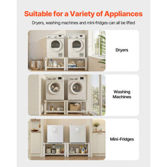 VEVOR Laundry Pedestal, 16.1 in Height, 27.5 x 27.5 in Washer and Dryer Pedestals with Storage Shelf, 700 lbs Load
