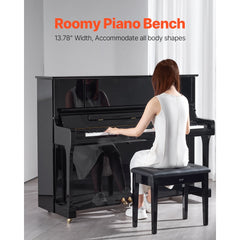 VEVOR Piano Bench, 22" x 13.78" x 19", Keyboard Piano Chair with High-Density Padded Cushion, Storage Compartment for
