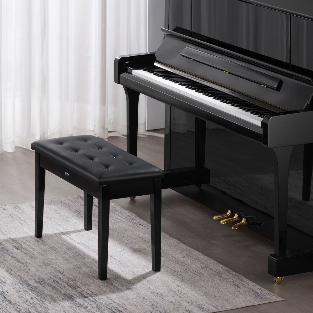 VEVOR Piano Bench, 29.5" x 14" x 19", Duet Keyboard Piano Chair with High-Density Padded Cushion, Storage Compartment