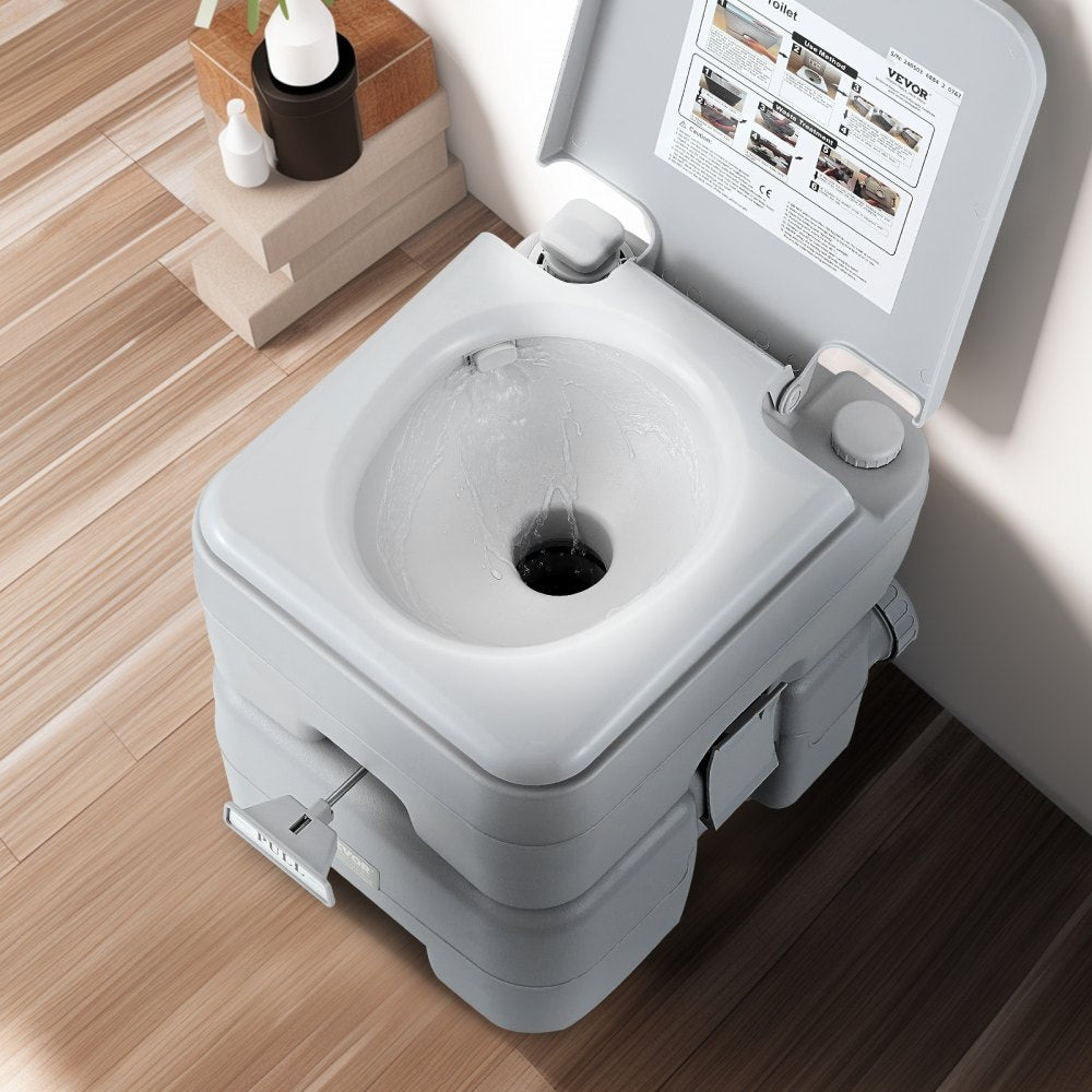 VEVOR Portable Toilet for Camping, Porta Potty with Carry Bag, 5.3 Gal Waste Tank & 3.2 Gal Flush Tank, Push-Button