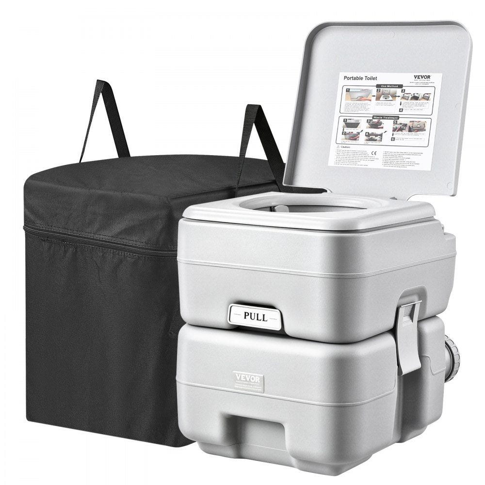 VEVOR Portable Toilet for Camping, Porta Potty with Carry Bag, 5.3 Gal Waste Tank & 3.2 Gal Flush Tank, Push-Button