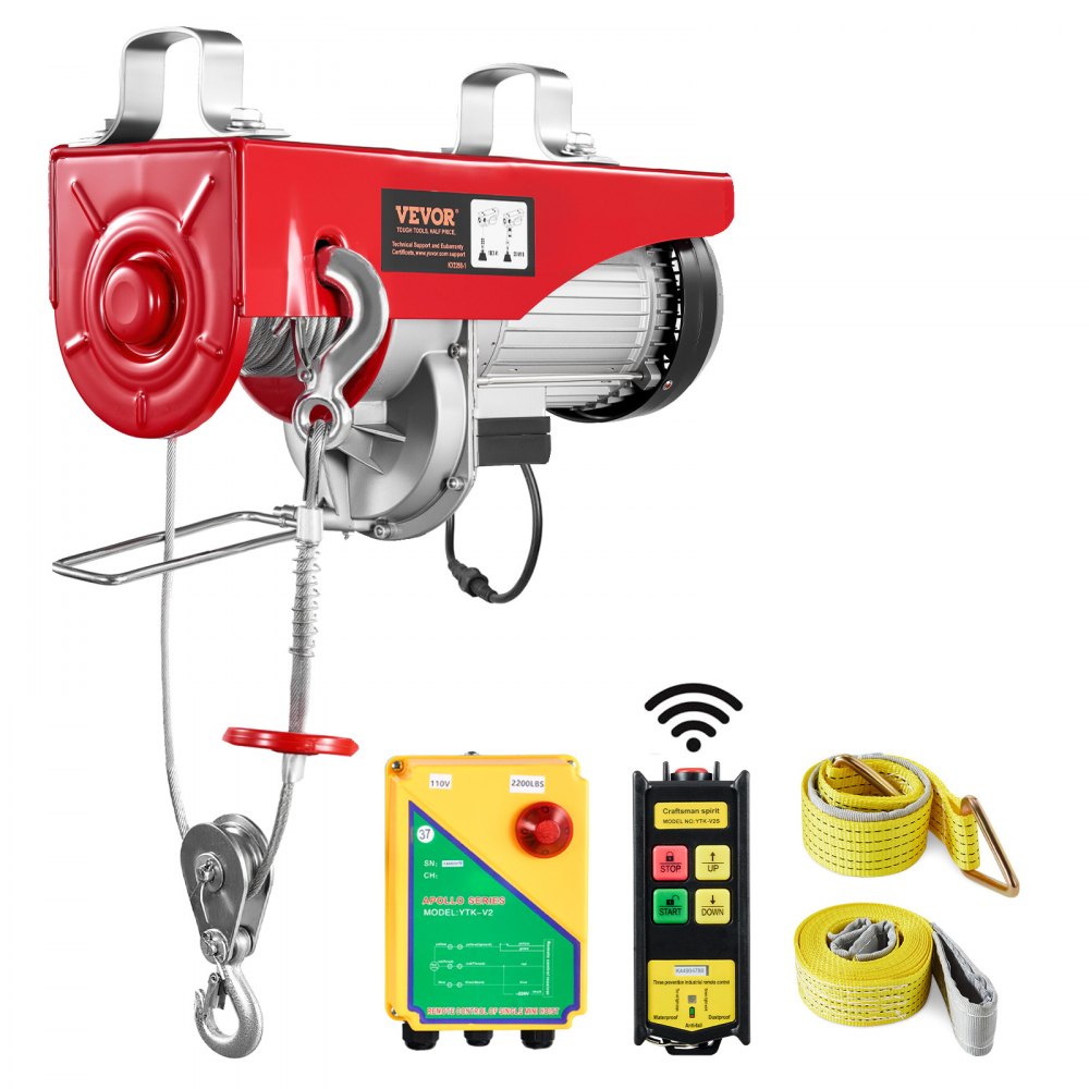 VEVOR 2200 lbs Wireless Attic Lift, 1600W 110V Electric Hoist with Wireless Remote Control, 40ft Single Cable Lifting