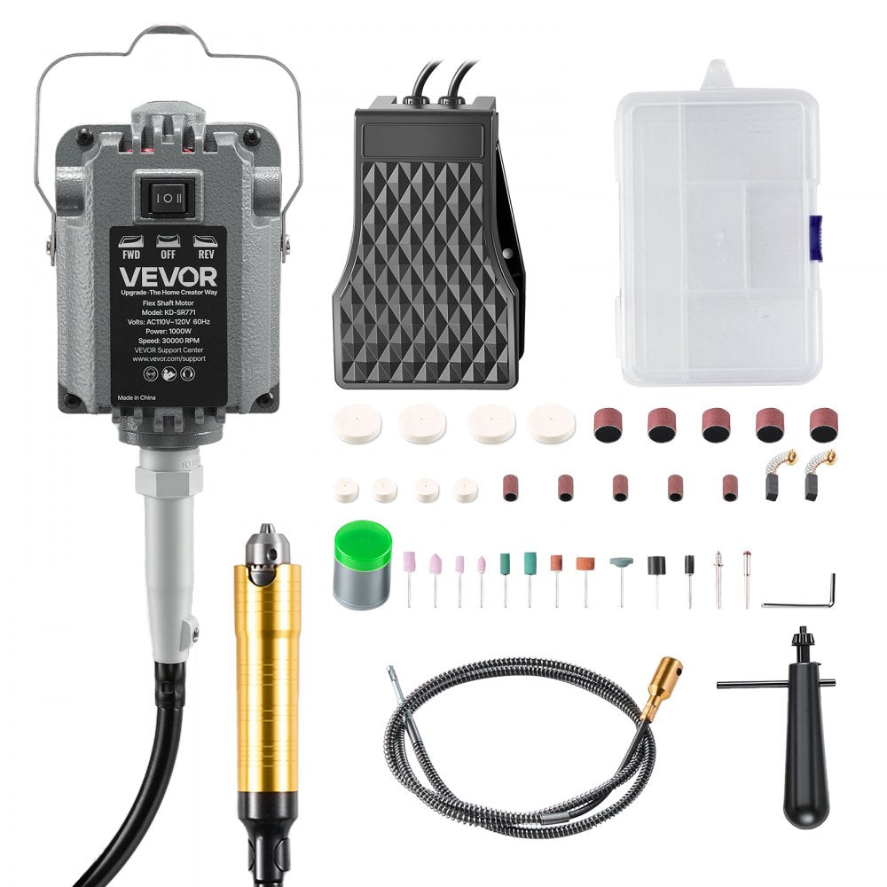 VEVOR Flex Shaft Grinder, 1000W 30000RPM Electric Flex Shaft Rotary Tool, Foot-Pedal Control Hanging Carver Grinder