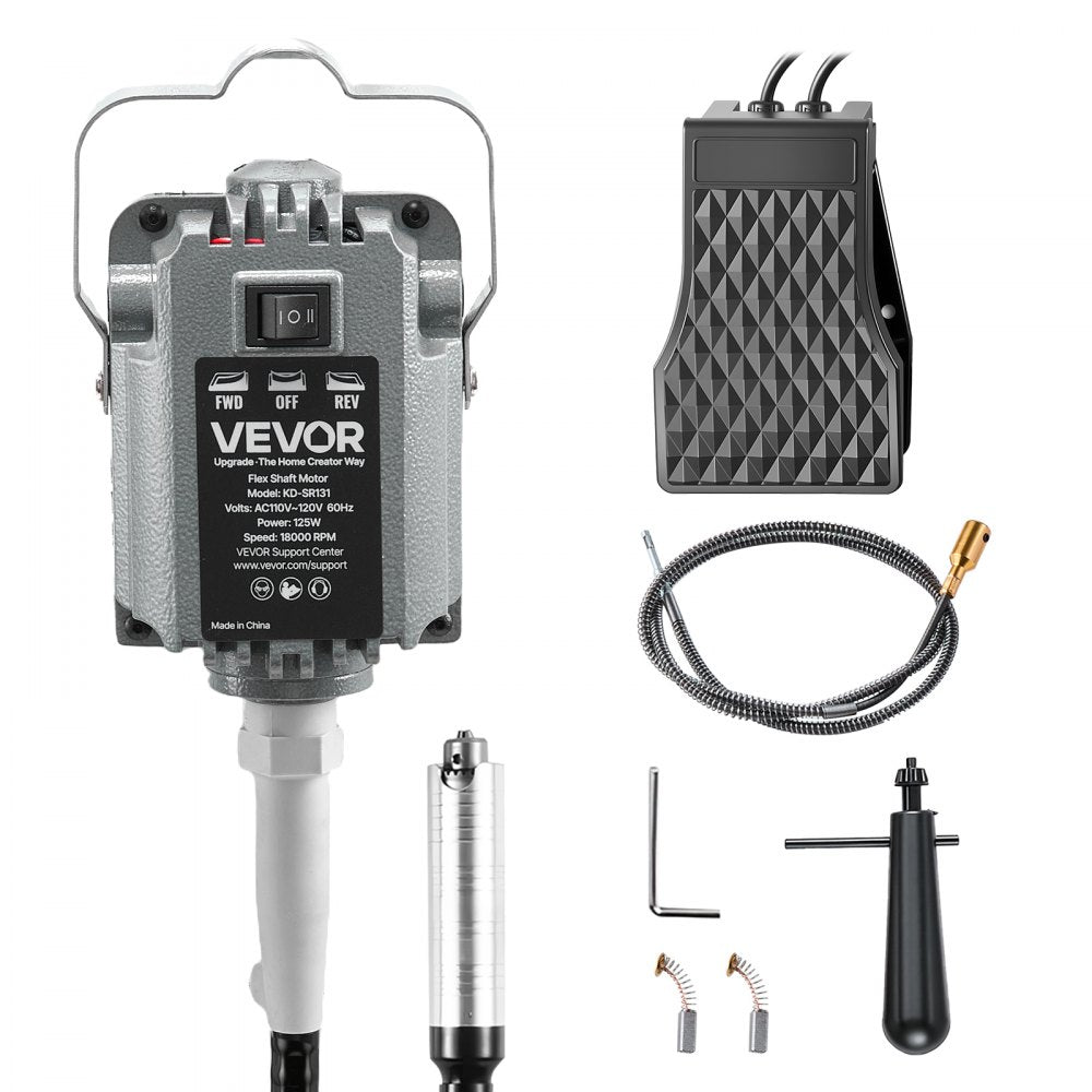 VEVOR Flex Shaft Grinder, 125W 18000RPM Electric Flex Shaft Rotary Tool, Foot Pedal Control Hanging Carver Grinder with