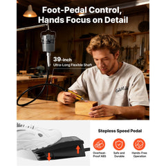 VEVOR Flex Shaft Grinder, 780W 25000RPM Electric Flex Shaft Rotary Tool, Foot-Pedal Control Hanging Carver Grinder with