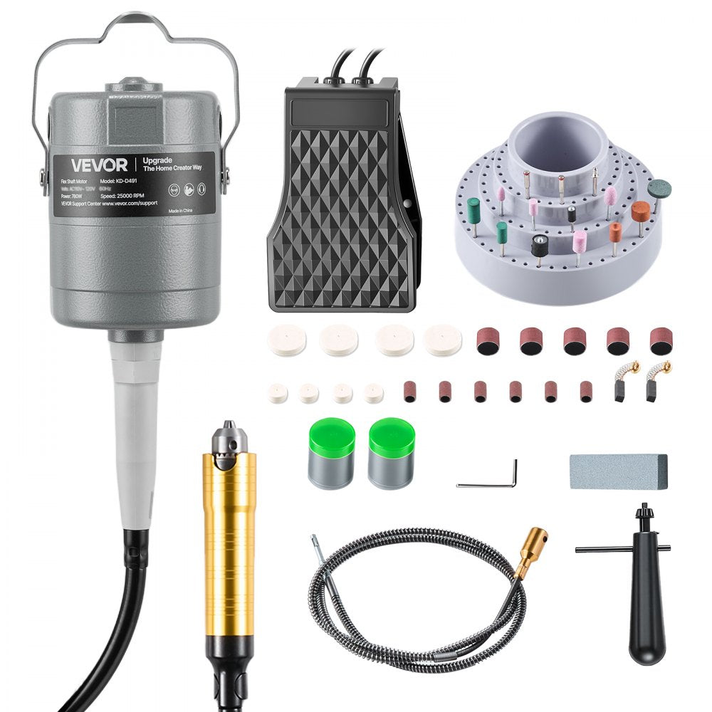 VEVOR Flex Shaft Grinder, 780W 25000RPM Electric Flex Shaft Rotary Tool, Foot-Pedal Control Hanging Carver Grinder with