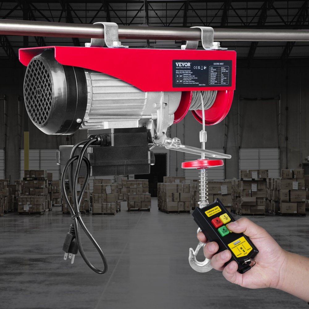 VEVOR Wireless Electric Hoist, 440 lbs 110V Electric Steel Wire Winch with Wireless Remote Control, 40ft Single Cable