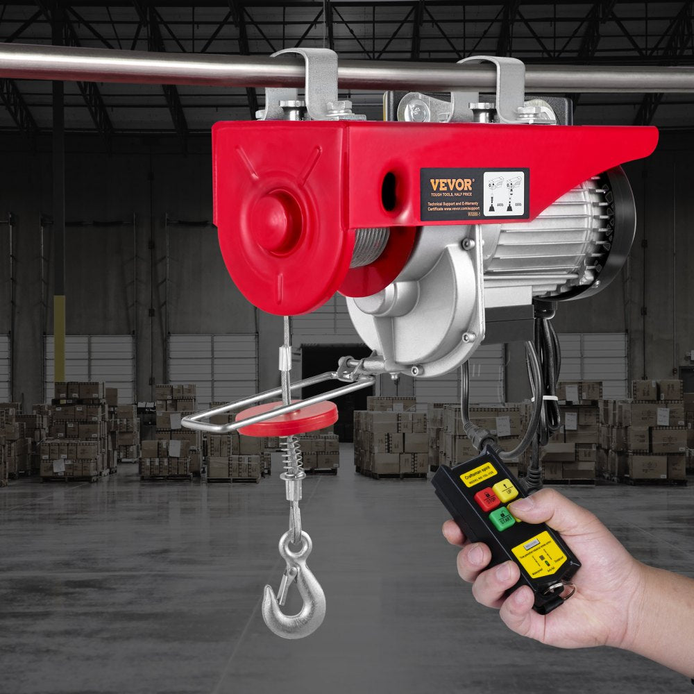 VEVOR Electric Hoist, 880 lbs Lifting Capacity, 850W 110V Electric Steel Wire Winch with Wireless Remote Control, 40ft