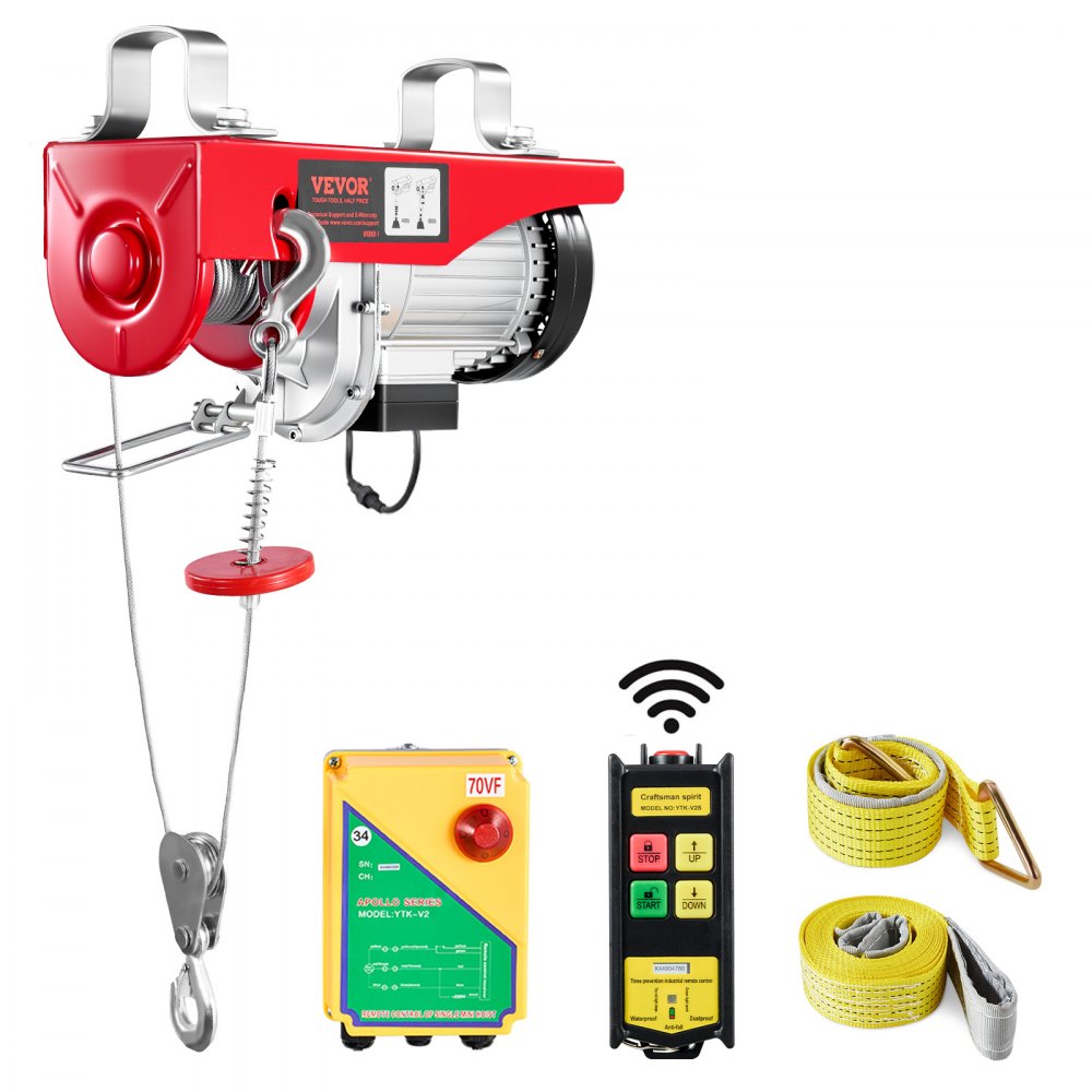 VEVOR Electric Hoist, 880 lbs Lifting Capacity, 850W 110V Electric Steel Wire Winch with Wireless Remote Control, 40ft