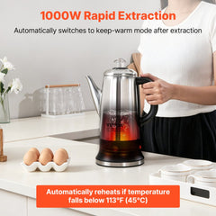 VEVOR 12-Cup Electric Percolator Coffee Pot, 304 Stainless Steel Coffee Percolator with Keep Warm Function &