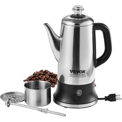 VEVOR 12-Cup Electric Percolator Coffee Pot, 304 Stainless Steel Coffee Percolator with Keep Warm Function &