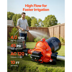 VEVOR Water Pressure Pump, 110V AC 4 GPM, 3-Chamber On Demand Electric Diaphragm Water Transfer Pump, 45 PSI Max