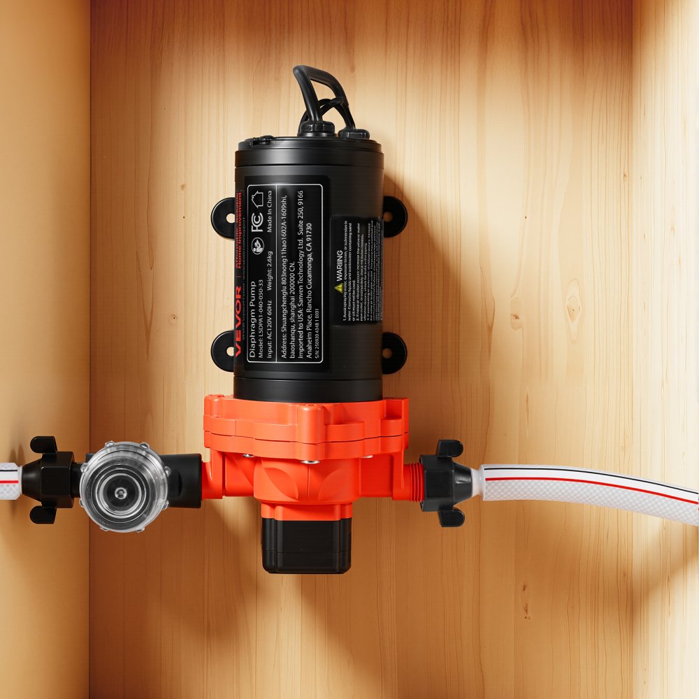 VEVOR Water Pressure Pump, 110V AC 4 GPM, 3-Chamber On Demand Electric Diaphragm Water Transfer Pump, 45 PSI Max