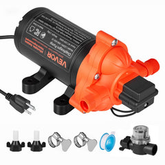 VEVOR Water Pressure Pump, 110V AC 4 GPM, 3-Chamber On Demand Electric Diaphragm Water Transfer Pump, 45 PSI Max