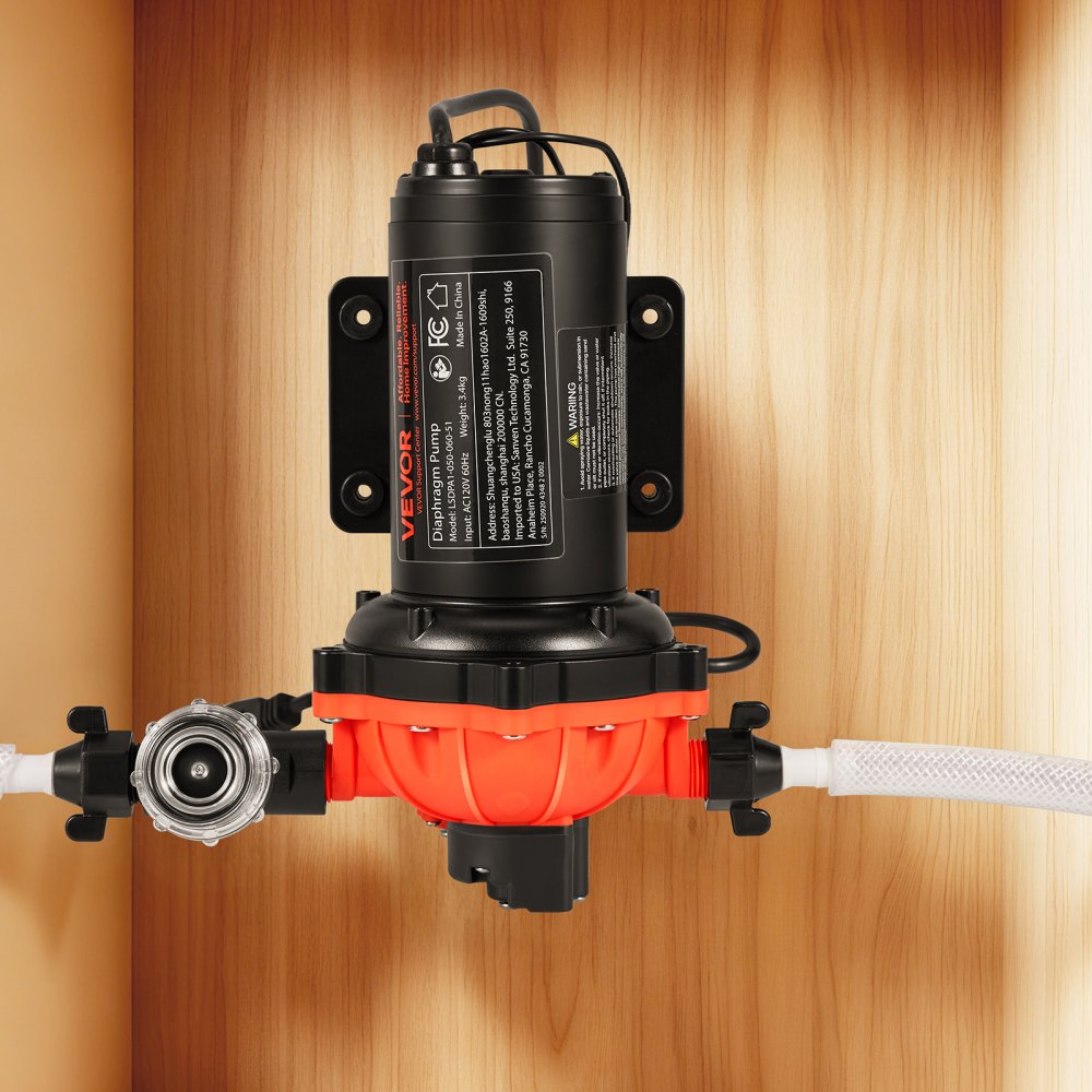 VEVOR Water Pressure Pump, 110V AC 5 GPM, 5-Chamber On Demand Electric Diaphragm Water Transfer Pump, 60 PSI Max