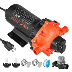 VEVOR Water Pressure Pump, 110V AC 5 GPM, 5-Chamber On Demand Electric Diaphragm Water Transfer Pump, 60 PSI Max
