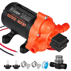 VEVOR RV Water Pump, 12V DC 4 GPM (15.1 L/min), 3-Chamber Self-Priming Diaphragm Water Pump with Automatic Pressure