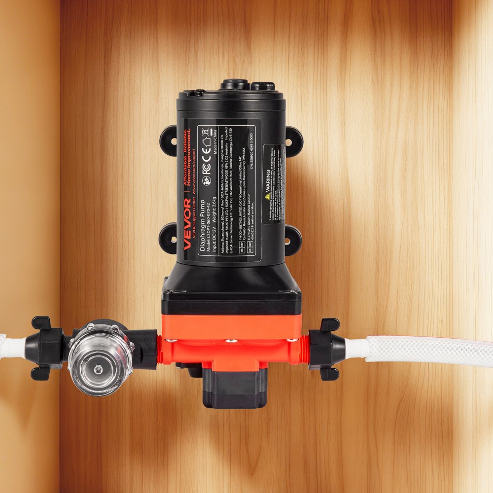 VEVOR RV Water Pump, 12V DC 6 GPM (22.7 L/min), 4-Chamber Self-Priming Diaphragm Water Pump with Automatic Pressure