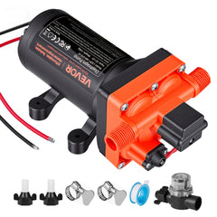 VEVOR RV Water Pump, 12V DC 6 GPM (22.7 L/min), 4-Chamber Self-Priming Diaphragm Water Pump with Automatic Pressure
