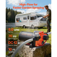 VEVOR RV Water Pump, 12V DC 5 GPM (18.9 L/min), 4-Chamber Self-Priming Diaphragm Water Pump with Automatic Pressure
