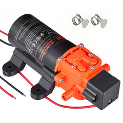VEVOR Water Pressure Pump, 12V DC 1.2 GPM (4.5 L/min), 2-Chamber Self-Priming Diaphragm Water Pump with 2 Hose Clamps