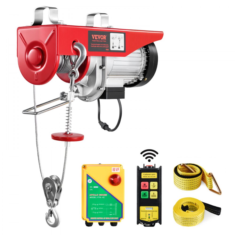 VEVOR Electric Hoist, 1760 lbs 120V Electric Winch with 328 ft Wireless Remote Control, 40 ft Single Cable Lifting