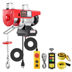 VEVOR Electric Hoist, 440 lbs 120V Electric Winch with 328 ft Wireless & 14 ft Wired Remote Control, 40 ft Single Cable